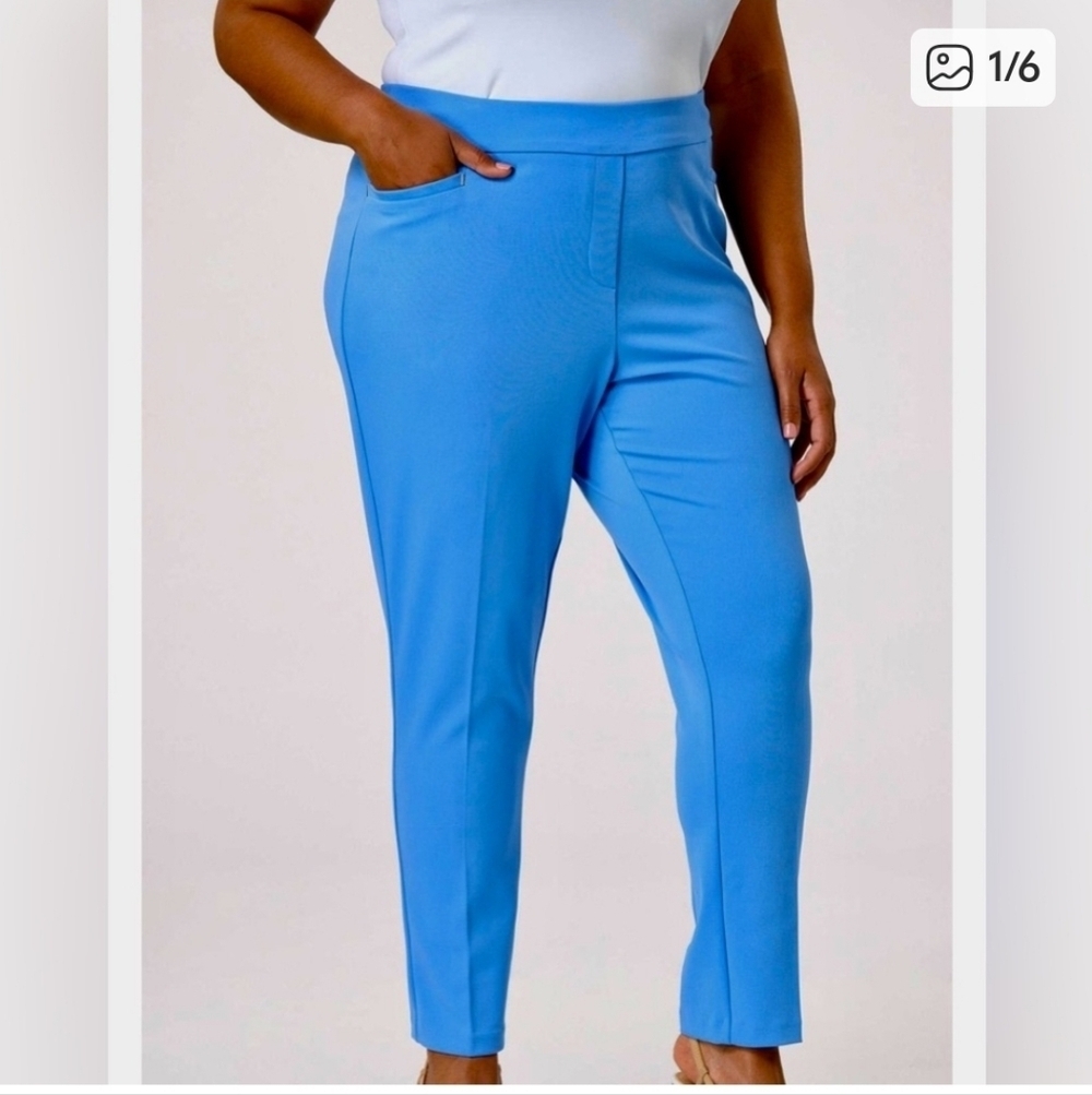 Cato Vibrant Blue Cropped Mid-Rise Women's Pants